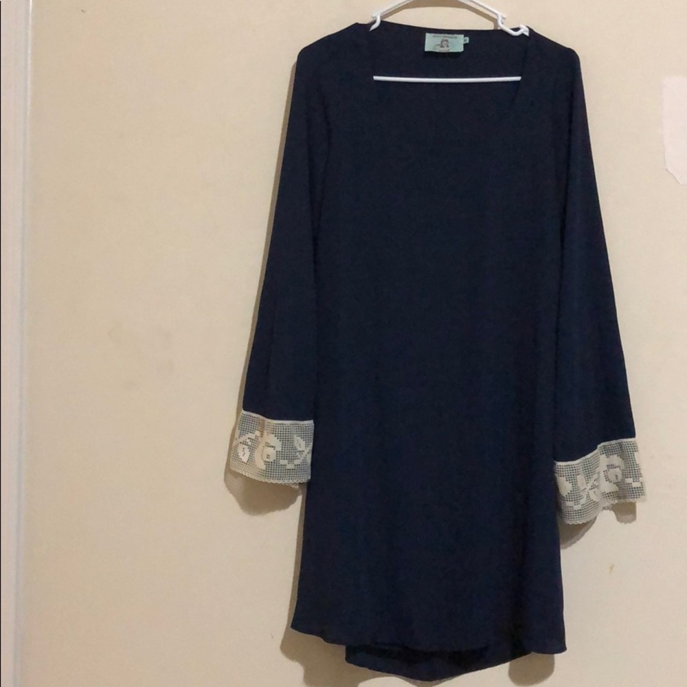 Navy bell sleeve dress